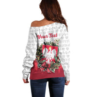 Poland Christmas Off Shoulder Sweater Dziadek Mroz With Wreath - Wonder Print Shop