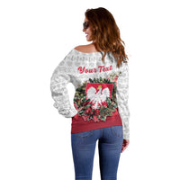 Poland Christmas Off Shoulder Sweater Dziadek Mroz With Wreath - Wonder Print Shop