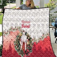 Poland Christmas Quilt Dziadek Mroz With Wreath - Wonder Print Shop