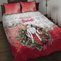 Poland Christmas Quilt Bed Set Dziadek Mroz With Wreath - Wonder Print Shop