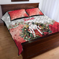 Poland Christmas Quilt Bed Set Dziadek Mroz With Wreath - Wonder Print Shop