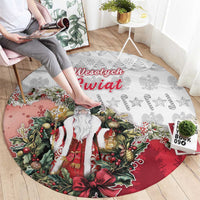 Poland Christmas Round Carpet Dziadek Mroz With Wreath - Wonder Print Shop