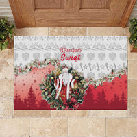 Poland Christmas Rubber Doormat Dziadek Mroz With Wreath - Wonder Print Shop
