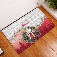 Poland Christmas Rubber Doormat Dziadek Mroz With Wreath - Wonder Print Shop
