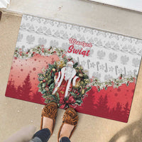 Poland Christmas Rubber Doormat Dziadek Mroz With Wreath - Wonder Print Shop