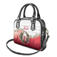 Poland Christmas Shoulder Handbag Dziadek Mroz With Wreath - Wonder Print Shop