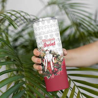 Poland Christmas Skinny Tumbler Dziadek Mroz With Wreath - Wonder Print Shop