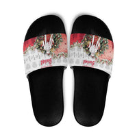 Poland Christmas Slide Sandals Dziadek Mroz With Wreath - Wonder Print Shop