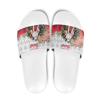 Poland Christmas Slide Sandals Dziadek Mroz With Wreath - Wonder Print Shop