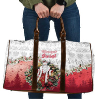 Poland Christmas Travel Bag Dziadek Mroz With Wreath - Wonder Print Shop