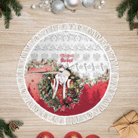 Poland Christmas Tree Skirt Dziadek Mroz With Wreath - Wonder Print Shop