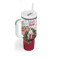 Poland Christmas Tumbler With Handle Dziadek Mroz With Wreath - Wonder Print Shop
