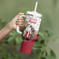 Poland Christmas Tumbler With Handle Dziadek Mroz With Wreath - Wonder Print Shop