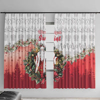 Poland Christmas Window Curtain Dziadek Mroz With Wreath - Wonder Print Shop