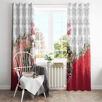 Poland Christmas Window Curtain Dziadek Mroz With Wreath - Wonder Print Shop