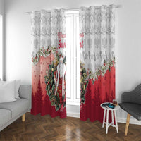 Poland Christmas Window Curtain Dziadek Mroz With Wreath - Wonder Print Shop