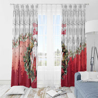 Poland Christmas Window Curtain Dziadek Mroz With Wreath - Wonder Print Shop