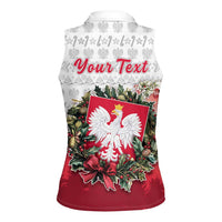 Poland Christmas Women Sleeveless Polo Shirt Dziadek Mroz With Wreath - Wonder Print Shop
