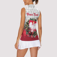 Poland Christmas Women Sleeveless Polo Shirt Dziadek Mroz With Wreath - Wonder Print Shop