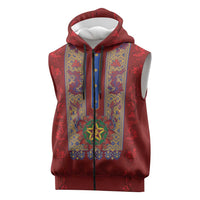 Philippines Christmas Sleeveless Zip Hoodie Parol Xmas Barong Style - Wonder Print Shop
