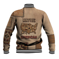 Native American Baseball Jacket Retro Map Stitching Effect