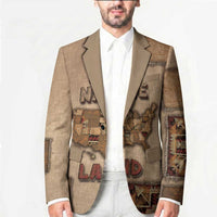 Native American Blazer Retro Map Stitching Effect