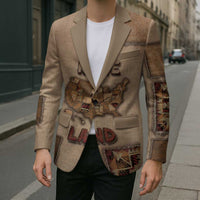 Native American Blazer Retro Map Stitching Effect