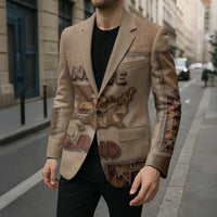Native American Blazer Retro Map Stitching Effect