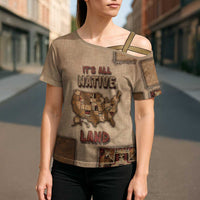 Native American Cross Shoulder Shirt Retro Map Stitching Effect