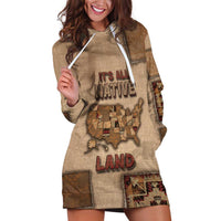 Native American Hoodie Dress Retro Map Stitching Effect