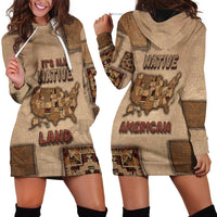 Native American Hoodie Dress Retro Map Stitching Effect