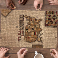 Native American Puzzle Retro Map Stitching Effect