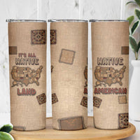 Native American Skinny Tumbler Retro Map Stitching Effect