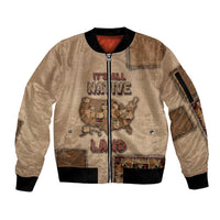 Native American Sleeve Zip Bomber Jacket Retro Map Stitching Effect