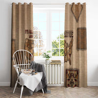 Native American Window Curtain Retro Map Stitching Effect