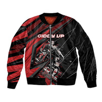 Custom Horse Racing Sleeve Zip Bomber Jacket Giddy Up