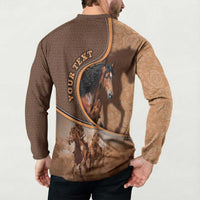Personalized Horse Racing Button Sweatshirt Royal Race Leather Effect
