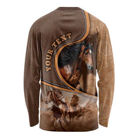 Personalized Horse Racing Long Sleeve Shirt Royal Race Leather Effect