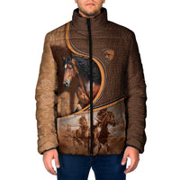 Personalized Horse Racing Padded Jacket Royal Race Leather Effect