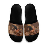 Horse Racing Slide Sandals Royal Race Leather Effect