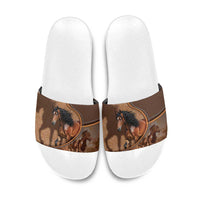 Horse Racing Slide Sandals Royal Race Leather Effect
