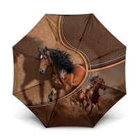 Horse Racing Umbrella Royal Race Leather Effect