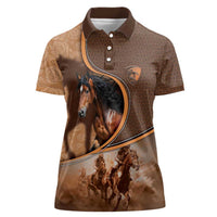 Personalized Horse Racing Women Polo Shirt Royal Race Leather Effect