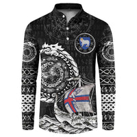 Personalized Viking Faroe Islands Button Sweatshirt Faroese Viking Ship