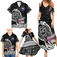 Personalized Viking Faroe Islands Family Matching Summer Maxi Dress and Hawaiian Shirt Faroese Viking Ship