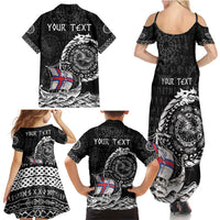 Personalized Viking Faroe Islands Family Matching Summer Maxi Dress and Hawaiian Shirt Faroese Viking Ship