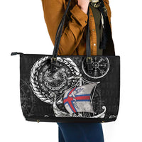 Viking Faroe Islands Leather Tote Bag Faroese Viking Ship