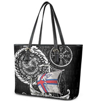 Viking Faroe Islands Leather Tote Bag Faroese Viking Ship
