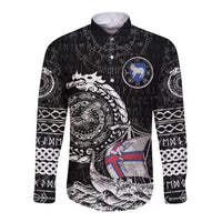 Personalized Viking Faroe Islands Long Sleeve Button Shirt Faroese Viking Ship