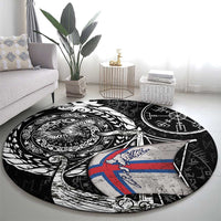 Viking Faroe Islands Round Carpet Faroese Viking Ship